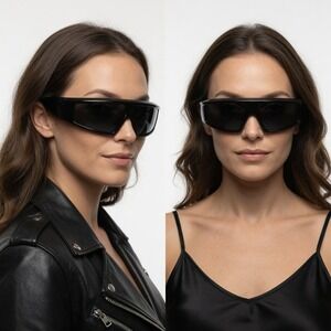 Women Sunglasses Driving Dark Black Lens Wrap Around Outdoor Street Wear Hip Hop